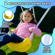 Sportspower Super Saucer II Metal Swing Set with 2 Swings, 2-Person Saucer Swing, 5fT Slide , for Kids Aged 3-8, BONUS Anchor Kit