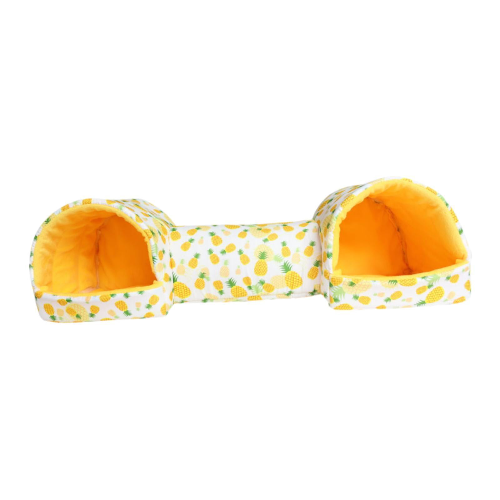 balikha Hamster Tunnel Bed Rabbits Toy Portable Nest Washable Breathable Soft Cave Hideaway for Hedgehog Chinchilla Rats Dwarf Rabbits yellow Pineapple