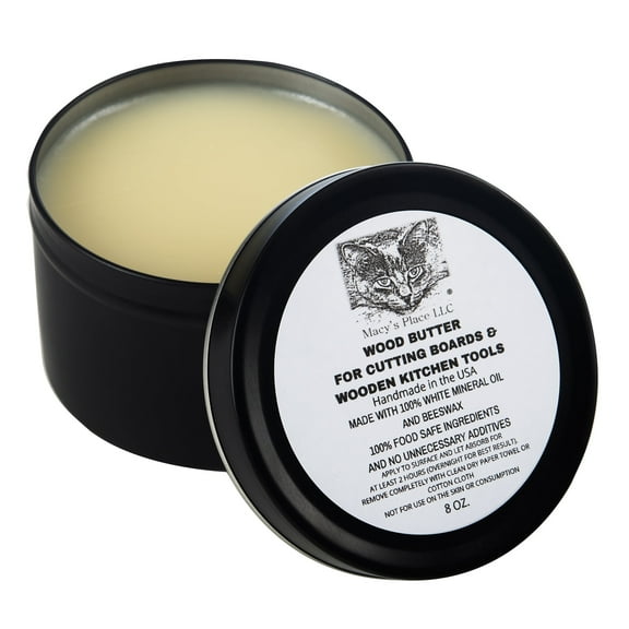 Macy's Place Wood Butter for Cutting Boards and Wooden Tools - 8oz Butcher Block Butter Wax