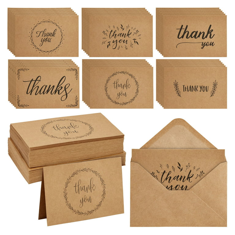 48 Pack Blank Cards And Envelopes 4x6 Brown, Folded Greeting Cards For DIY  Thank You Notes, Wedding, Birthday Invitations, Crafts (4x6 In)