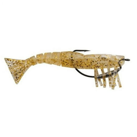 Egret E-VSW35-18-06 Vudu Weedless Shrimp Gold Glitter 3.5 Soft Fishing Lure