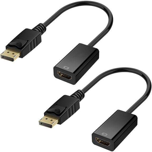 DisplayPort to HDMI Adapter 2 Pack, DP Display Port to HDMI Converter Male to Female Gold-Plated Cord Compatible for Lenovo Dell HP and Other Brand
