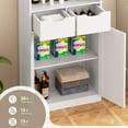 thumbnail image 4 of Walsunny Bathroom Storage Cabinet, Floor Storage Cabinet with 2 Drawers, Doors and Adjustable Shelves, Freestanding Wood Storage Organizer for Bathroom Living Room Kitchen Entryway, White, 4 of 7