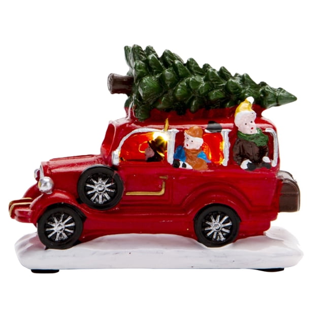 Decoración De Mesa De Navidad LED, Adornos De Escritorio De Globo Aerostático De Coche Vintage Iluminado Para Regalos De Vacaciones En Interiores