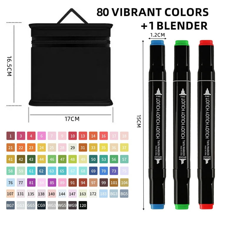 Alcohol Markers 80 Vibrant Colors Alcohol Marker Pen Set Dual Tips Markers  Painting Coloring 