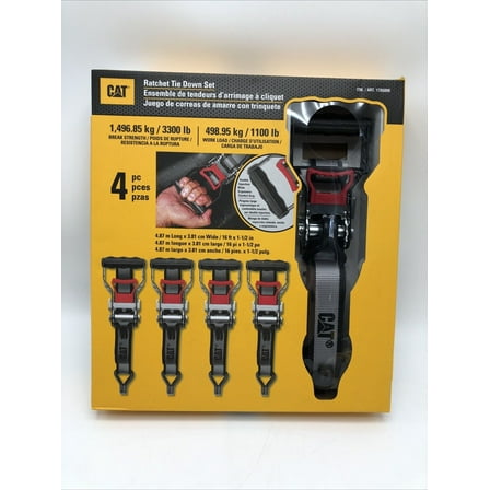 Cat Ratcheting Tie Down 4 Piece Strap Set, Ratchet Straps- NEW OEM