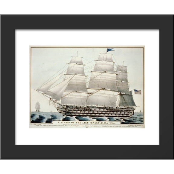 U.S. ship of the Line Pennsylvania, 140 guns 20x24 Framed Art Print by Currier and Ives
