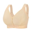 thumbnail image 5 of HNMKIU Plus Size Wirefree Bra Fashion Lace Front Closure Backless Racerback Seamless Comfort Full Coverage Daily Wear Beige - 90E, 5 of 8