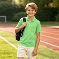 thumbnail image 5 of Havenx Boys School Uniform Performance Polo Shirts Short Sleeve Button Up Collared Polo Shirts with Pocket Moisture Wicking Polos Dry Fit Athletic School Uniform Casual Clothing,Green 150(11-12Y), 5 of 6