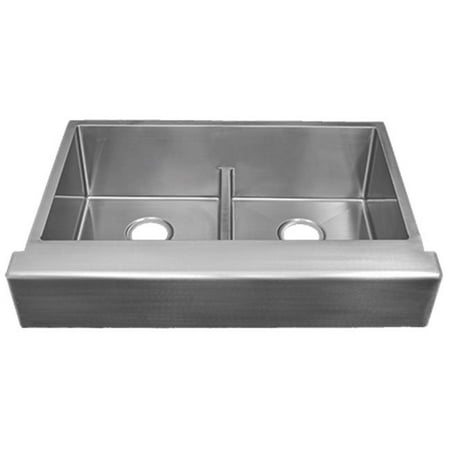 CI R-ZS-3050 30 in. Low Divide 50-50 Double Bowl Radial Apron (Best Apron Sink Brands)