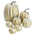 thumbnail image 1 of 7 Pcs Assorted Sizes Harvest Gold Artificial Pumpkins for Fall Halloween Thanksgiving Decorating Embellishing and Displaying, 1 of 16