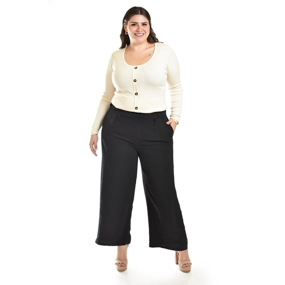 Pantalón de pierna ancha Roman Fashion Tallas Extras 9202 Negro 36