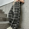 thumbnail image 6 of XIMIN Teen Girls Oversized Wide Leg Fleece-Lined Sweat Pants Plaid Baggy Sweatpants Goth Grunge Clothes Kids Streetwear Elastic Waist Straight Joggers Pants, 6 of 8