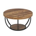 thumbnail image 3 of Resenkos Wooden Coffee Table, 2-Tier Round Central Cocktail Table with Shelves,Brown, 3 of 5