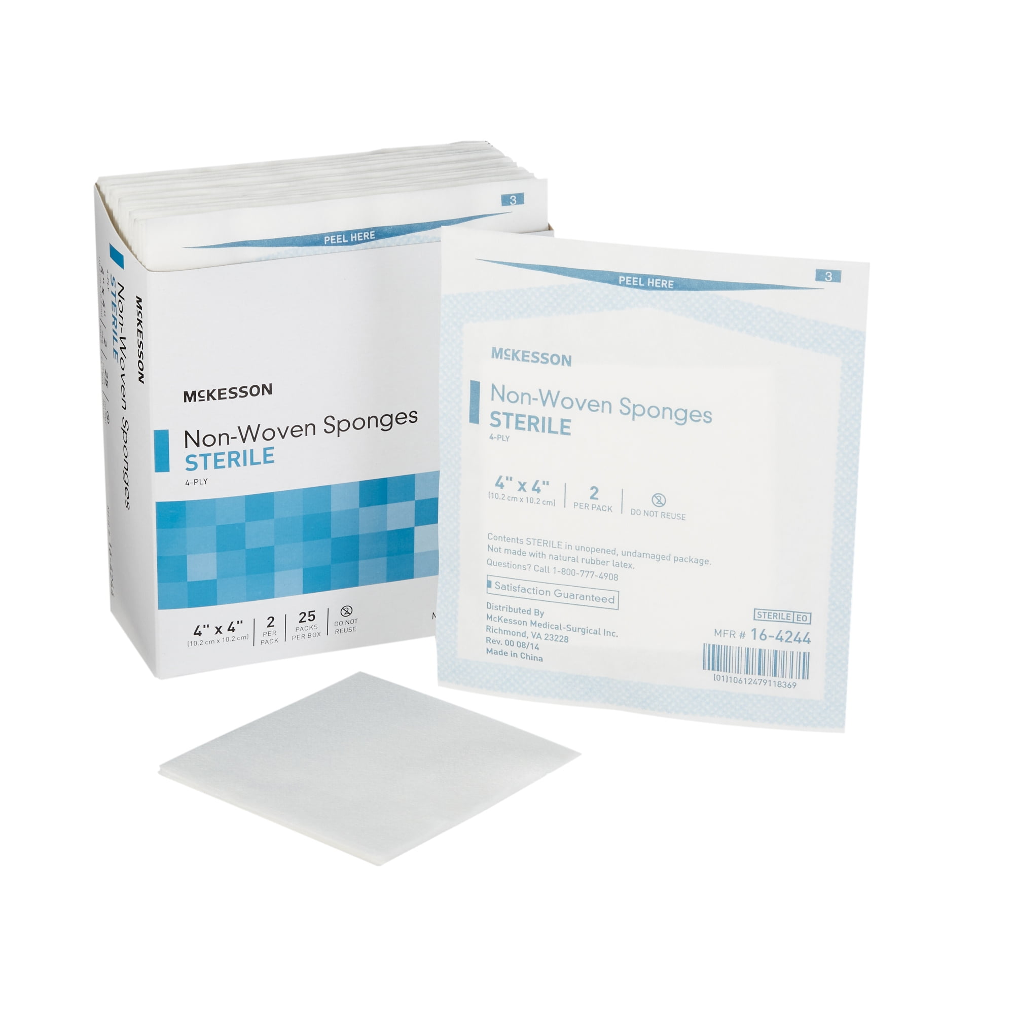 McKesson 4-Ply Non-woven Gauze Sponge Sterile 4 x 4' 25 Pack(s), 2  per Pack