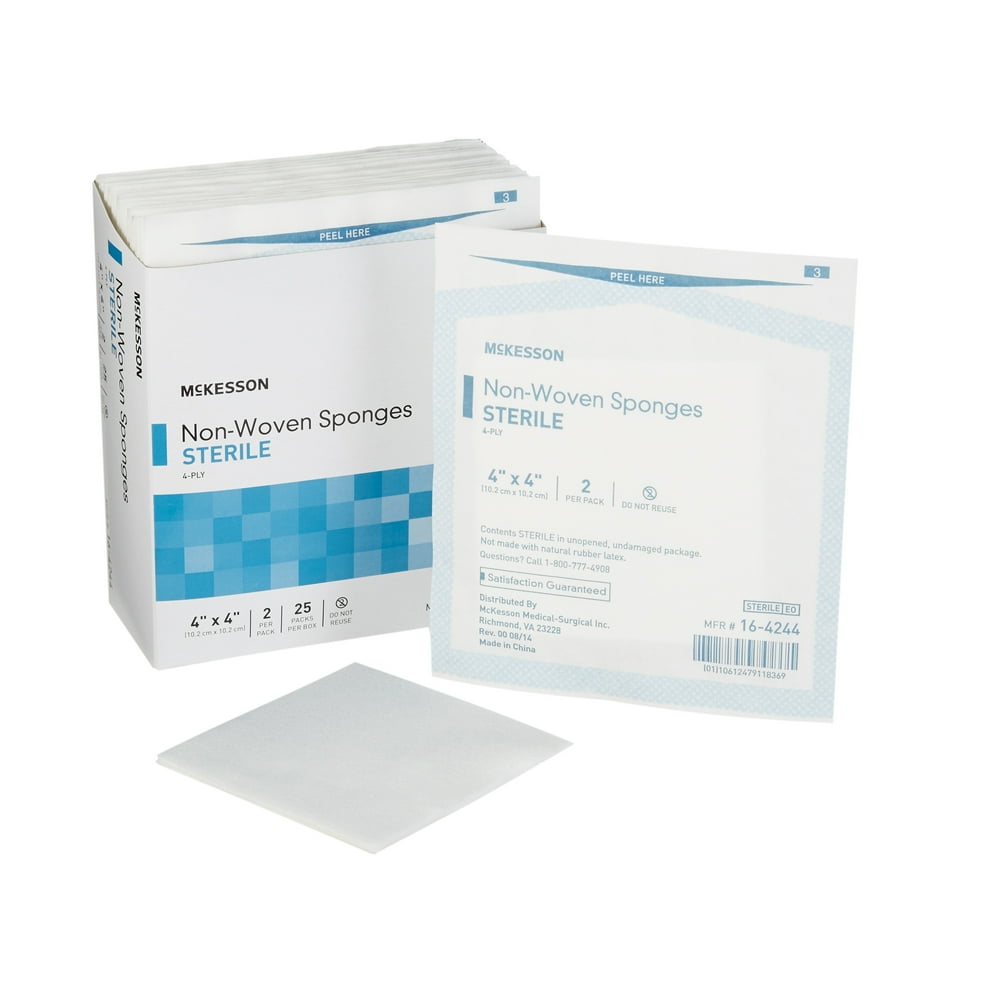 McKesson 4Ply Nonwoven Gauze Sponge Sterile 4 x 4" 25 Pack(s), 2 per