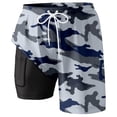 thumbnail image 3 of Telankuip Camouflage Colour Swim Shorts for Men Summer Stylish Elastic Waisted Drawstring Swim Trunks with Compression Liner Comfortable Quick Drying Lined Pocket Beach Shorts 3-Grey M, 3 of 3