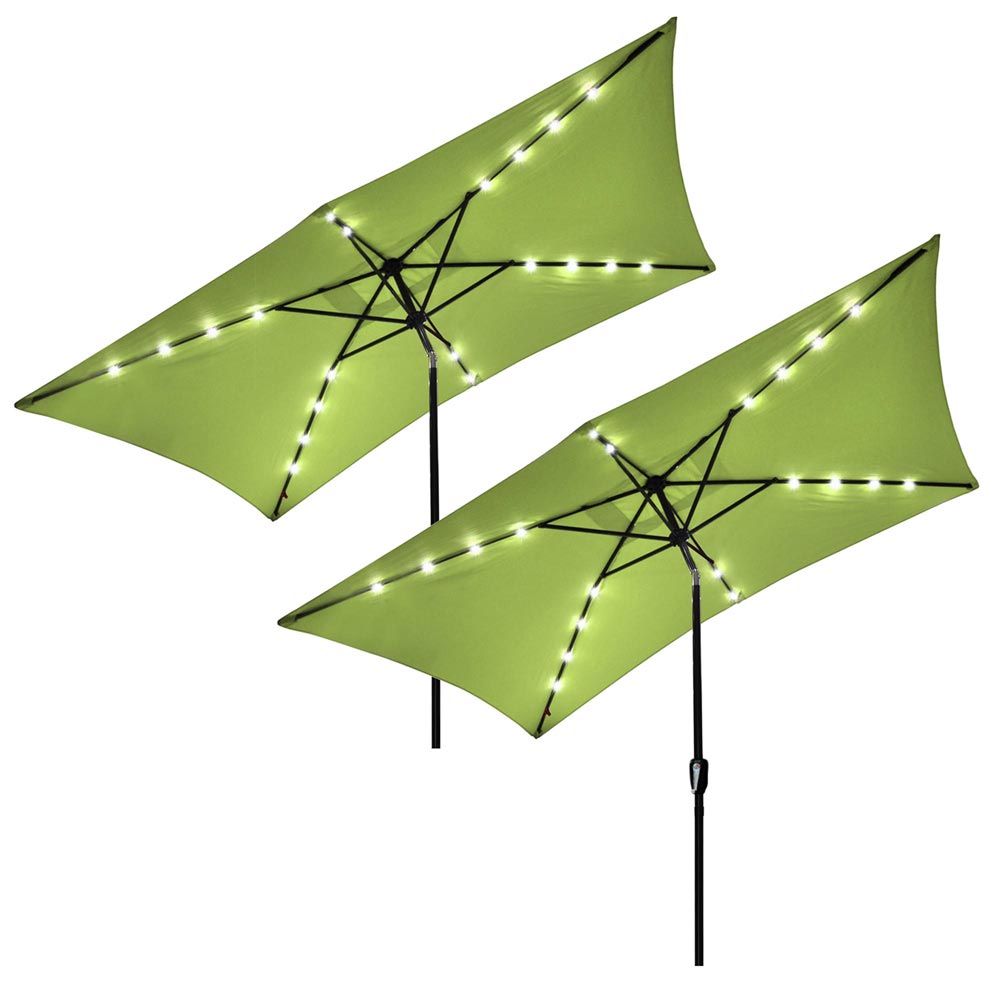 Yescom 10 X6 5 Rectangle Aluminum Solar Outdoor Crank Tilt Patio Umbrella For Yard Poolside Garden Market Pack Of 2 Walmart Com Walmart Com