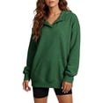 thumbnail image 3 of Gaigiky Womens Hoodies Drop Shoulder Fleece Lined Long Sleeve Solid Color V Neck Tops with Pocket Oversized Fall Daily Pullover, 3 of 10