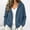 Navy, variant on WIZUTIZ Women's Solid Color Corduroy Button Down Hoodie Drawstring Jacket Long Sleeve Loose Fit Casual Fall Winter Coat with Pockets