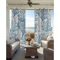 thumbnail image 4 of Blackout Curtains for Bedroom, Navy Blue Coral Coastal Room Darkening Window Drapes for Living Room, Summer Beach Seaside Nautical Thermal Insulated Grommet Curtains, 52x45 inch, 2 Panels, 4 of 9