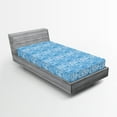 thumbnail image 2 of Ambesonne Floral Fitted Sheet, Oceanic Colors Flowers Leafy, Twin Size, Sky Blue, 2 of 5