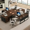 thumbnail image 2 of Finmind 63-Inch L-Shaped Desk, Modern Executive Desk with Mobile File Cabinet,Dark Walnut & Black, 2 of 7