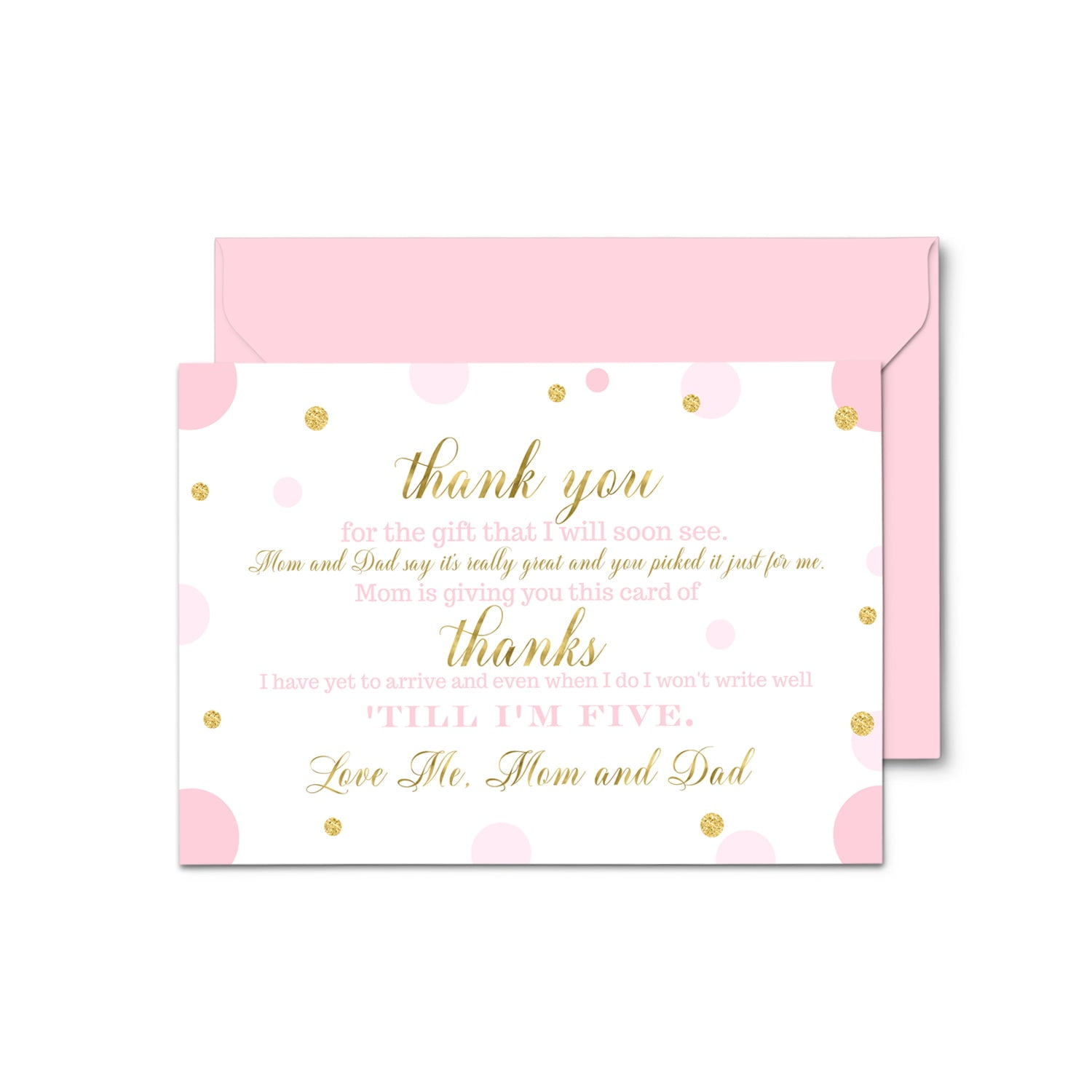 Pink and Gold Baby Shower Thank You Cards (15 Pack) Twinkle Little Star Notecards with Envelopes – Printed Note of Thanks from Newborn Girls - Princess Stationery Set 4x6 - Paper Clever Party