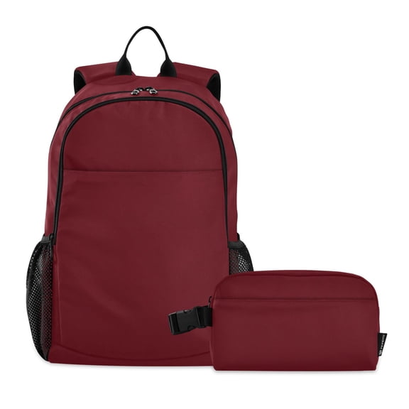 ALAZA Dark Red School Backpack Lunch Box Set Student Bookbag