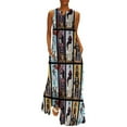 thumbnail image 2 of Haunted Mansion Dress Stretching Portraits Cute Maxi Dress Street Style Casual Long Dresses Lady V Neck Graphic Big Size Clothes, 2 of 6