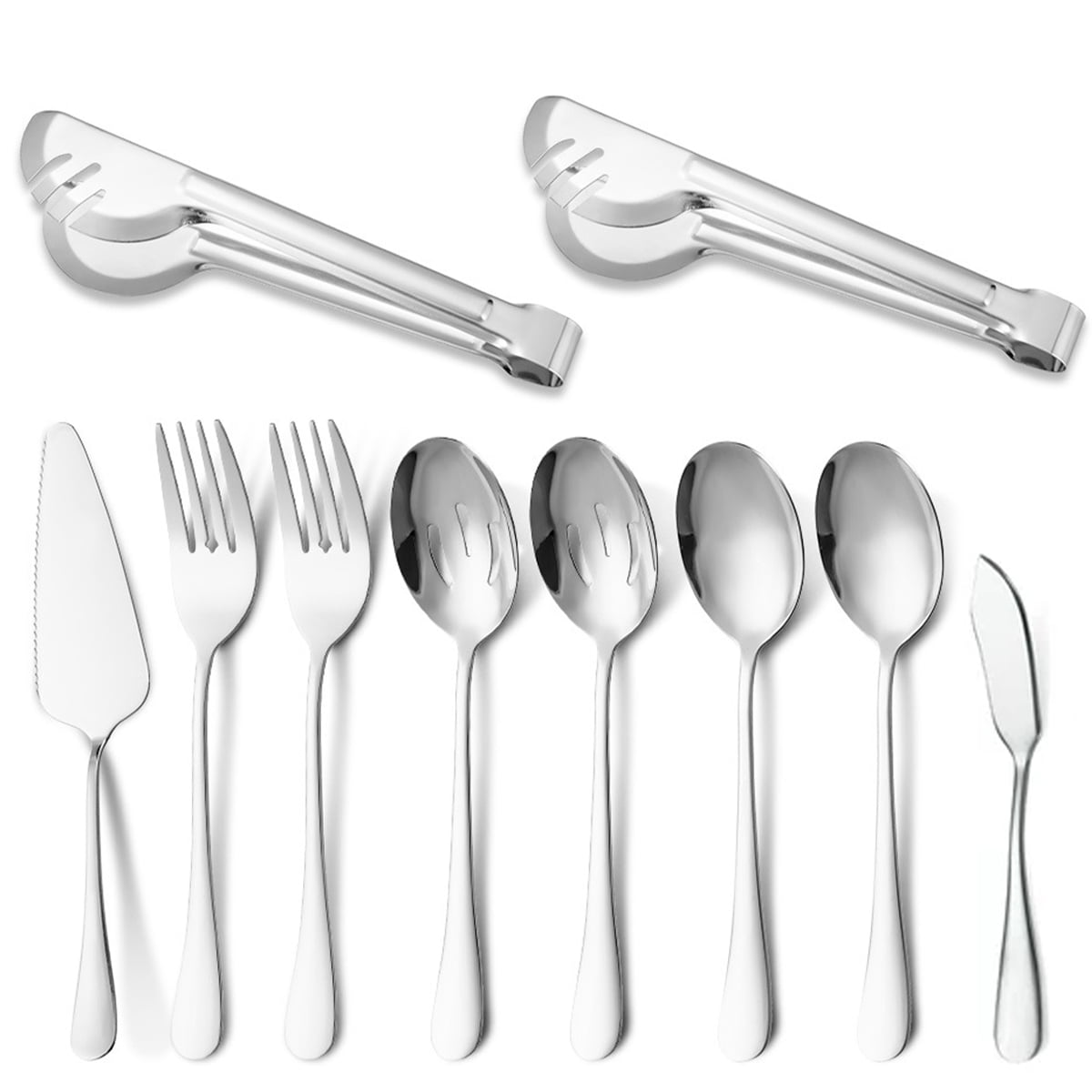Darware Complete Serving Spoon & Utensil Set (6-piece SET); Includes Pasta Server Fork Spoon Slotted Spoon Ladle Cake/casserole Server; Stainless