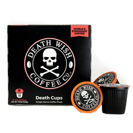 Death Wish Single Serve Strong Coffee Pods, 18 Count for Keurig K-Cup