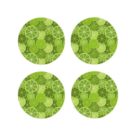 

Leather Coasters Set of 4 - lightgreen Lemon Lightweight Non-Slip Drink Coasters for Desk Anti-Scalding Desk Cup Coasters for Office Table Decor Round Shape