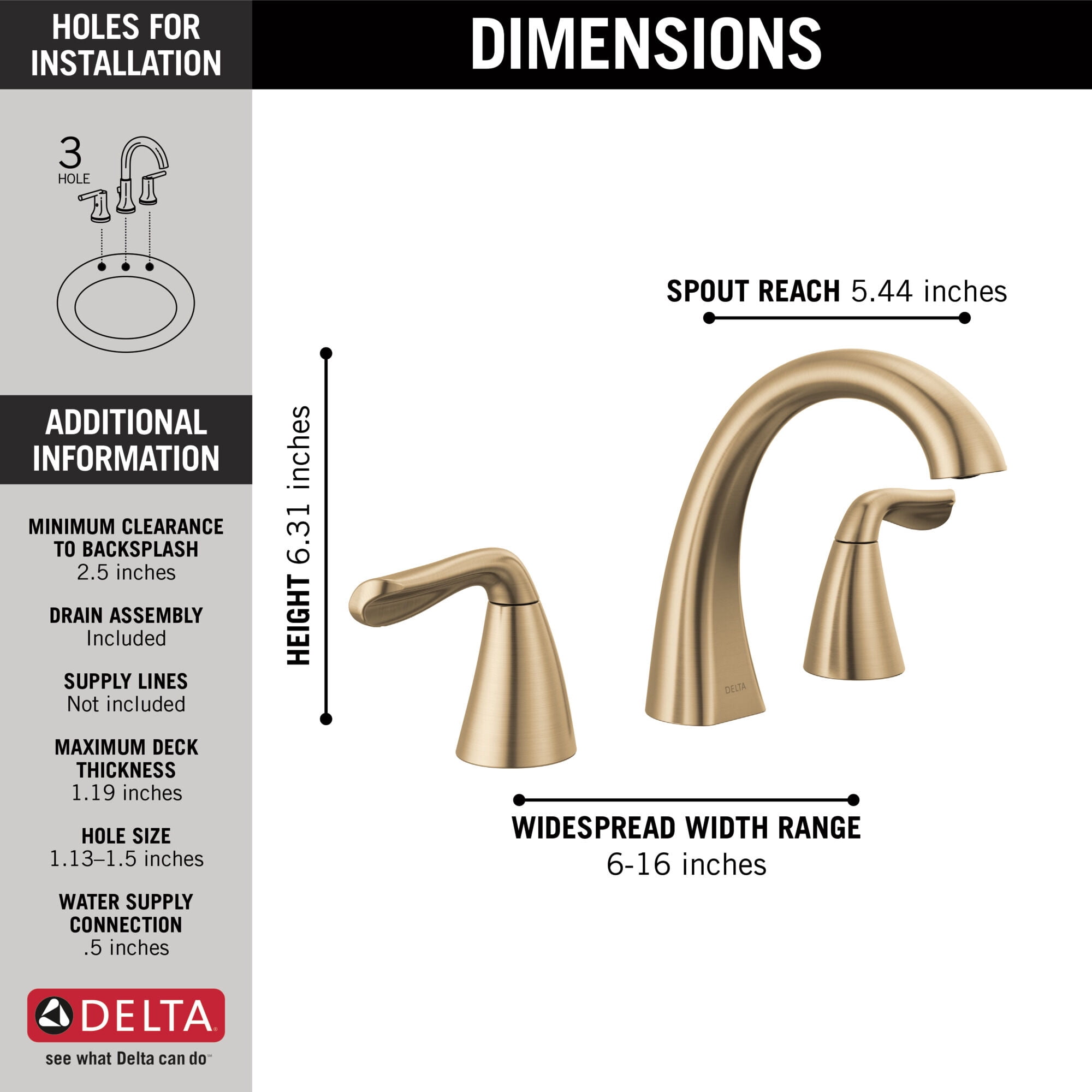 Delta Arvo Two-Handle Widespread Bathroom Faucet - 35840LF-CZ - Champagne Bronze