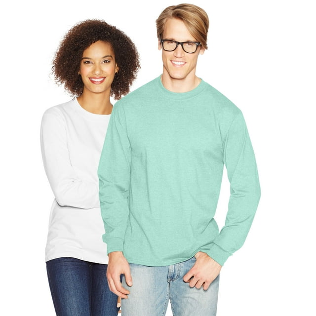 Hanes Beefy-T Men`s Long-Sleeve T-Shirt, S, Clean Mint