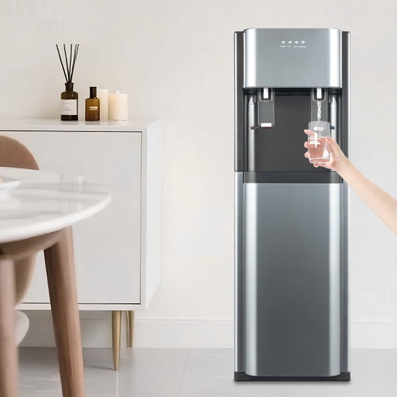 Fixartoo Bottom Loading Water Dispenser 110V ,Hot & Cold Freestanding Water Cooler,450W Heating 65W Cooling, For Home Office Kitchen Dark Gray
