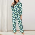 thumbnail image 2 of Honeii Blue Sunflowers print Women's Pajama Sets Long Sleeve Button Down Sleepwear Nightwear Soft Pjs Lounge Sets-Medium, 2 of 7