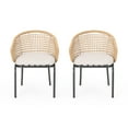 thumbnail image 2 of CoSoTower 2-Pack Boho Rattan Club Chairs - 25" Wide Outdoor Patio Chairs with Water-Resistant Cushions & Iron Frame, Polyethylene Woven Lounge Chairs for Deck or Garden, 2 of 9