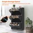 thumbnail image 7 of Kavey Modern Metal Shoe Cabinet with 3 Flip Drawers, Wall & Floor Mount 18-24 Pairs of Shoe Organizer, Steel Black Narrow Shoe Storage Cabinet for Entryway, Hallway and Corridor, 7 of 7