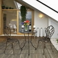 thumbnail image 3 of 3-Piece Outdoor Bistro Set Patio Set Outdoor Patio Furniture w/Rose Design, Rust-Resistant Cast Aluminum Table and Chairs w/Umbrella Hole for Balcony Backyard Garden (Bronze), 3 of 7