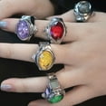 thumbnail image 3 of Soumake Colorful Rhinestone Ring Watch with Flip Cover Elastic Stainless Steel Band Oval Dial Women Watch Finger Ring Birthday Gift Fashion Accessories, 3 of 8