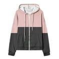 thumbnail image 3 of ShomPort Women's Fall Winter Zip up Jackets Long Sleeve Color Block Hooded Sweatshirt with Pockets, 3 of 4