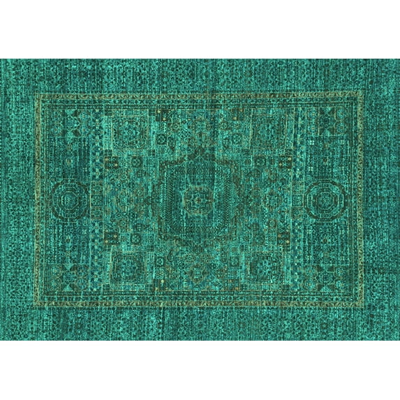 Ahgly Company Indoor Rectangle Abstract Turquoise Blue Modern Area Rugs, 3' x 5'