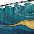 thumbnail image 3 of Teal and Gold Marble Ink Swirls Pattern Shower Curtain 36"x72" ,Bathroom Decorative Shower Curtains Set with 12 Hooks,Modern Waterproof Washable Shower Curtain, 3 of 6