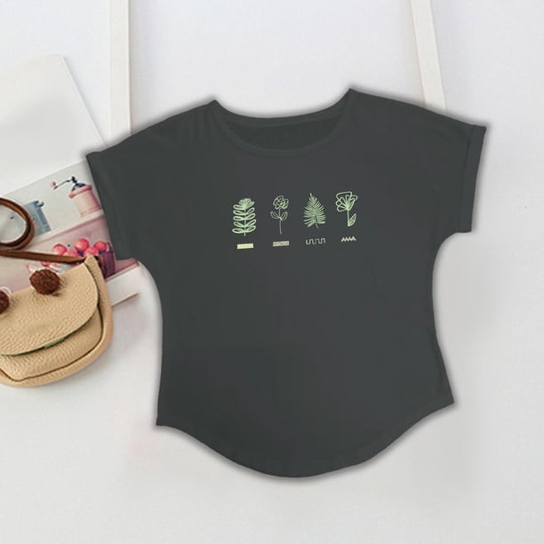 Camiseta para mujer Camiseta básica Patrón de con estilo Casual Cuello redondo Camiseta de manga corta para la oficina Desplazamientos Viajes XL