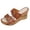 Brown, variant on Women's Platform Wedge Sandals Open Toe Cork Heels Comfortable Slip on Platform Slides Casual Dressy Summer Beach Vacation Shoes Orange Size 9