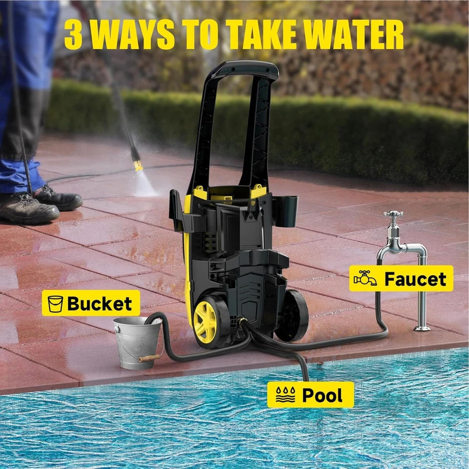 Azzunox 3500 PSI Electric Pressure Washer,Max 2.4 GPM Power Washer with 35FT Power Cord 20FT Hose 4 Nozzles Soap Cannon for Car Garden Yard Hom