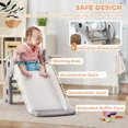 thumbnail image 6 of Kadyn 3 in 1 Toddler Slide Kids Slide for Age 1-3, Freestanding Kids Slide with Climber, Basketball Hoop and Ball, Giraffe Design, Gray, 6 of 9