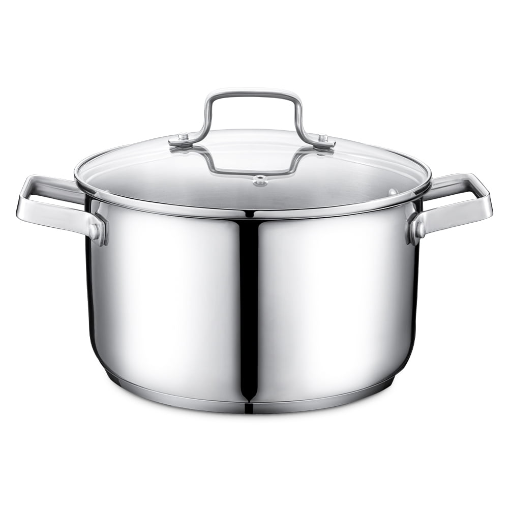 Saflon Stainless Steel 6 Qt Stock Pot with Glass Lid