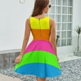thumbnail image 6 of PLAIN SOLID NEON FLUORESCENT RAINBOW STRIPES 5 COLORS Dress Summer Street Style Dresses Female Sleeveless Printed Sundress, 6 of 7
